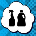 Household chemical bottles sign. Vector. Black icon in bubble on