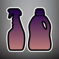 Household chemical bottles sign. Vector. Violet gradient icon wi