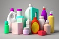 Household chemicals bottles. Created with Generative AI technology Royalty Free Stock Photo