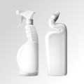 Household chemicals illustration of toilet or bathroom cleanser and glass clenser spray 3d realistic bottle models Royalty Free Stock Photo
