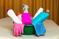 Household chemicals. The means for cleaning the house Royalty Free Stock Photo