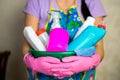 Household chemicals. The means for cleaning the house Royalty Free Stock Photo