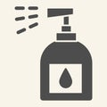 Household chemicals solid icon. Spray bottle symbol, glyph style pictogram on beige background. Plastic bottle for