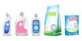 Household chemicals vector illustration of toilet or bathroom cleaner, washing liquid or detergent 3d realistic bottle