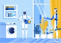 Household Chore Automatization, Robot Helpers. Royalty Free Stock Photo