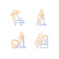 Household chores gradient linear vector icons set