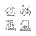 Household chores linear icons set