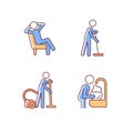 Household chores RGB color icons set