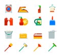 Household Cleaning Symbols Accessories Icons Set