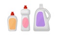 Household Detergents or Chemicals in Plastic Bottles of Different Shape Vector Set Royalty Free Stock Photo