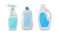 Household Detergents or Chemicals in Plastic Bottles of Different Shape Vector Set Royalty Free Stock Photo