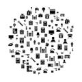 Household devices and appliance concept in circle with clean and simple icons Royalty Free Stock Photo