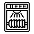 Household dishwasher icon outline vector. Automatic dishware scrubbing