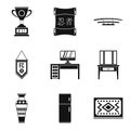 Household duties icons set, simple style