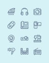 Outline Household electronic appliances, technics, gadget device icons for web and mobile design pack 3 Royalty Free Stock Photo