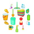 Household elements icons set, cartoon style Royalty Free Stock Photo