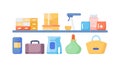Household essentials: cleaning supplies and storage boxes, vector design Generative AI Royalty Free Stock Photo
