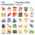 Household flat icon set, appliances symbols collection, vector sketches, logo illustrations, home equipment signs color