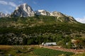 An household at the foot of the mountain Royalty Free Stock Photo