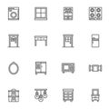 Household furniture line icons set