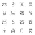 Household furniture line icons set