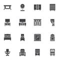 Household furniture vector icons set