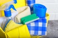 Household goods, goods for cleaning and housework. Supplies of sponges for washing, rags for the floor, wipes for dust
