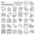 Household line icon set, appliances symbols collection, vector sketches, logo illustrations, home equipment signs linear