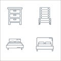 household line icons. linear set. quality vector line set such as bed, bed, cabinet