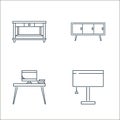 household line icons. linear set. quality vector line set such as lamp, tv table, cupboard