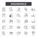 Household line icons, signs, vector set, outline illustration concept