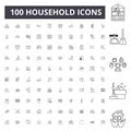 Household line icons, signs, vector set, outline illustration concept