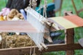 Household Loom weaving - Detail of weaving loom for homemade silk