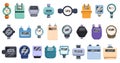 Household meters icons set cartoon vector. Software equipment Royalty Free Stock Photo