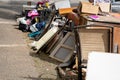 Household miscellaneous rubbish items put on curbside for bulk waste collection