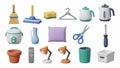 Household objects and cleaning tools Royalty Free Stock Photo