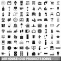 100 household products icons set, simple style