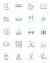 Household residents linear icons set. Inhabitants, Occupants, Dwellers, Tenants, Residents, Homeowners, Co-habitants