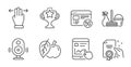 Household service, Multitasking gesture and 5g internet icons set. Speaker, Apple and Internet report signs. Vector