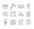 Household services utility payment bill line icons