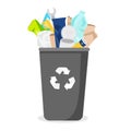 Household waste. Trash bin with garbage. Plastic, paper, glass and other rubbish Royalty Free Stock Photo