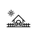 Black line icon for Households, family and cabin