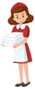 A housekeeper cartoon character on white background