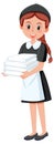 A housekeeper cartoon character on white background