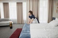 Housekeeper Cleaning Hotel Room Royalty Free Stock Photo