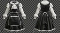 Housekeeper uniform, black housemaid dress with white collar and apron, front and rear view. Female housekeeping service Royalty Free Stock Photo