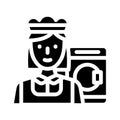 Housekeeper woman job glyph icon vector illustration Royalty Free Stock Photo