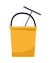 Housekeeping bucket tool with cleaner wash brush