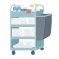 Housekeeping cart semi flat color vector object Royalty Free Stock Photo