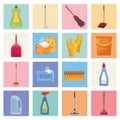 housekeeping chores sixteen icons Royalty Free Stock Photo